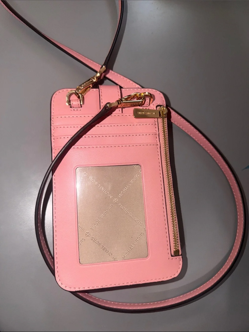 Michael Kors Pink MK Monogram Crossbody Phone Pouch